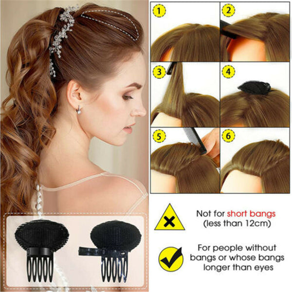 2PCS DIY Invisible Hair Volume Increase Fluffy Puff Sponge Pad Clip Comb Girls