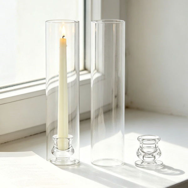 6pcs Crystal Glass Candle Holders | Clear Glass Centerpiece Decoration for Weddings & Events