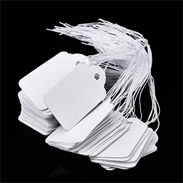 500pcs White Price Tags with Elastic String | Jewelry Clothing Label Tags 33×18mm