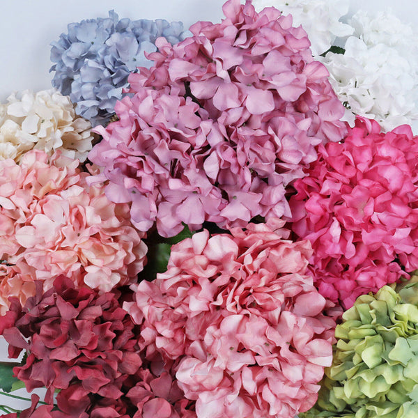 2PCS 6 Heads Hydrangea Flower Artificial Silk Flowers Stem Bouquet Wedding Party