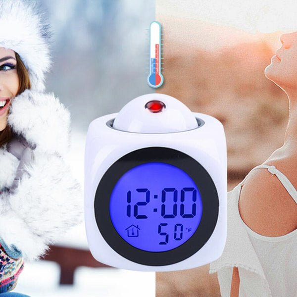 LED Projection Time Temperature Alarm Smart LCD Display Projector Clock Digital