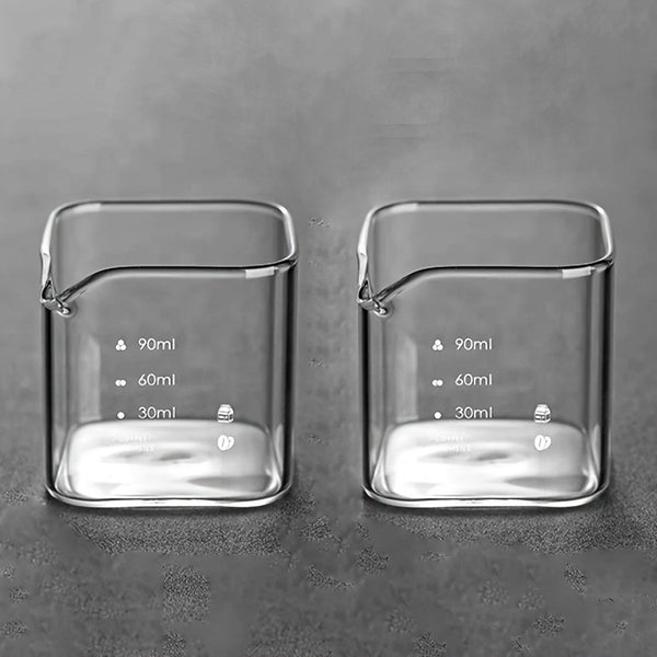 4 Piece Glass Measuring Cup Set – 500ml and 90ml Measuring Beakers with Handle and V Spout