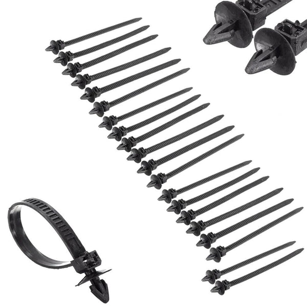 120pcs Push Mount Winged Cable Wire Ties Car Chassis Zip Tie Nylon Fixing Strap