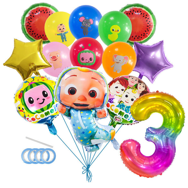 Cocomelon  Tableware Party Supplies Kids Birthday Banner Topper Balloon Plate