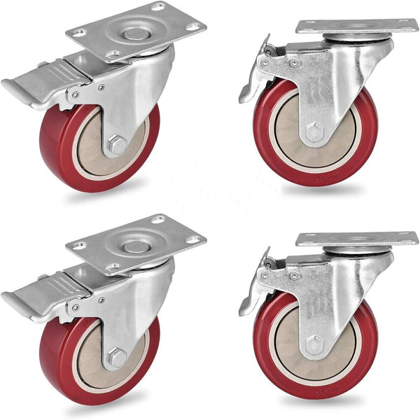 4PCS Heavy Duty 5inch Swivel Castor Wheel Furniture Trolley Caster Swivel Brake