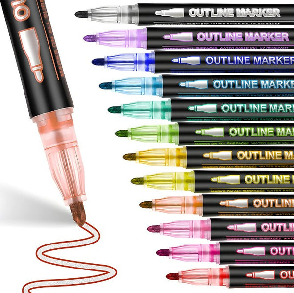 12/24/48PCS Graffiti Pen Xmas Gifts Metallic Outline Pens Coloring Lightstick