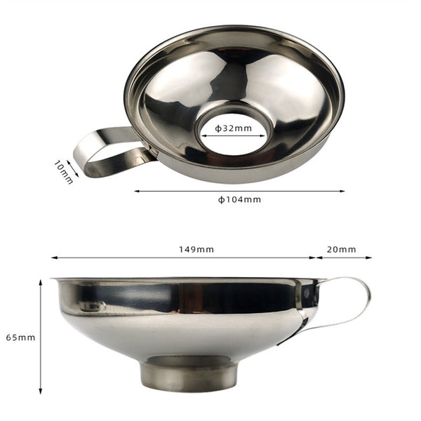 4Pcs Stainless Steel Funnel Hopper Filter Wide Mouth Canning Kitchen Detachable