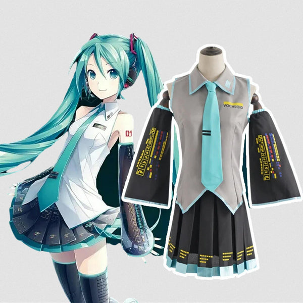 Anime Hatsune Miku Vocaloid Hatsune Miku Costume Uniform Dress Party Cosplay Set