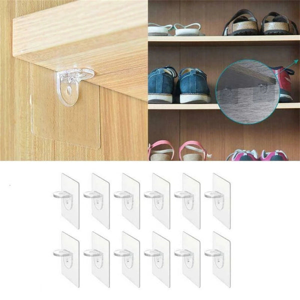 40PCS Plastic Self Adhesive Shelf Bracket Support Rack Closet Wall Clips Hanger