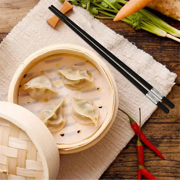 40Pairs Chopsticks Reusable Dishwasher Safe,Alloy Chop Sticks Non Slip Black