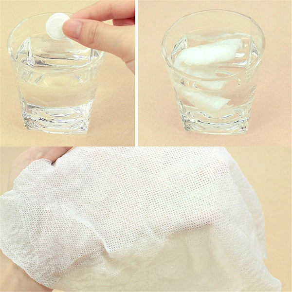 100PCS Disposable Cotton Compressed Washcloth Face Towel Wet Wipe travel AU