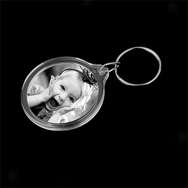 100Pcs DIY Clear Acrylic Blank Photo Picture Frame Key Ring Keychain Keyring NEW
