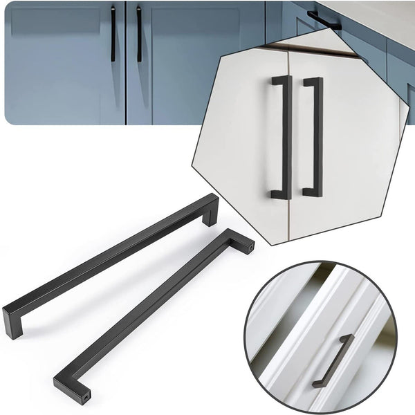 5pcs Matte Black Cabinet Handles | Stainless Steel Drawer Pulls for Kitchen & Cupboard