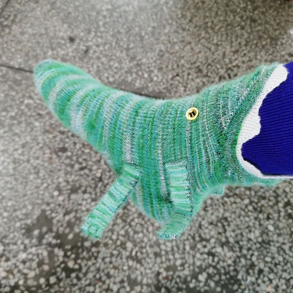 Bright green crocodile sock design