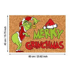 Funny Christmas Doormat – Green Grump Welcome Mat, 40 x 60cm Non-Slip, 2 Designs