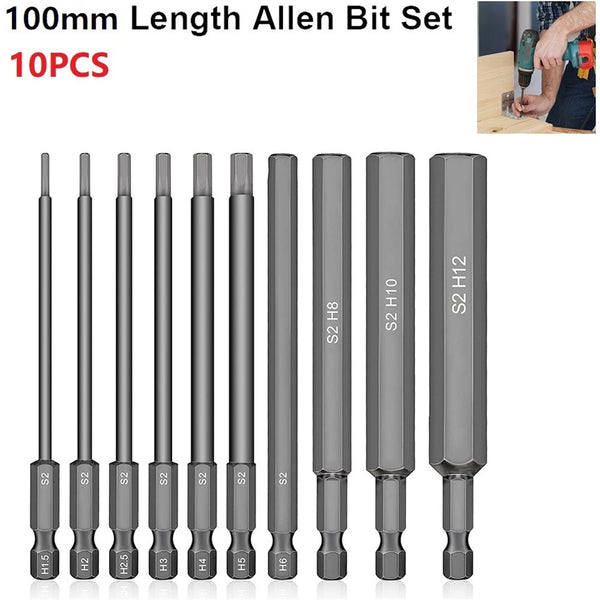 20pcs Hex Key Bit Set 100mm | S2 Steel Magnetic Allen Driver Bits for Drill Impact