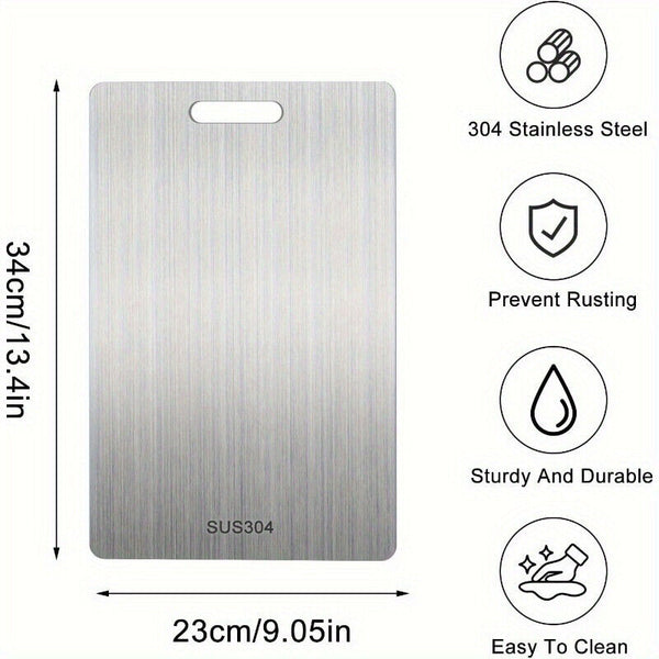 304 Steel Cutting Board Double-Sided Chopping Boards for Kitchen Camping 34x23cm