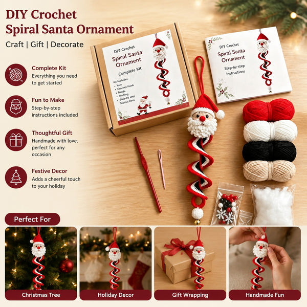 Crochet Christmas Tree Spiral Ornament DIY Kit Christmas Tree Crochet Craft Kit