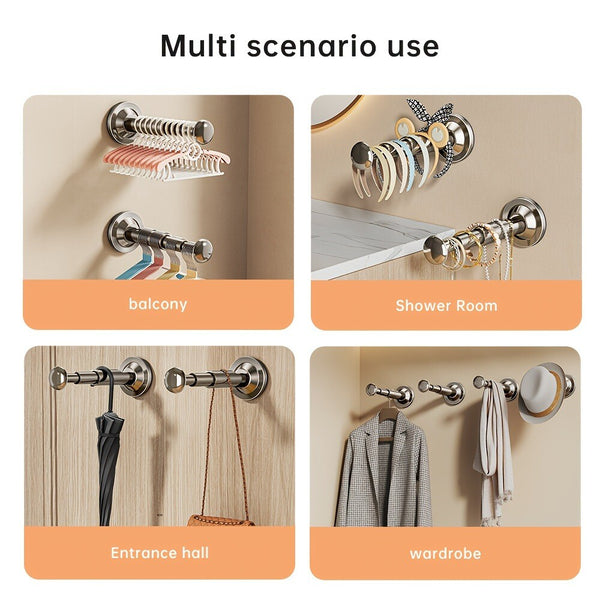 Telescopic Suction Cup Clothes Drying Rack – Wall Mounted Laundry Hanger for Balcony, Bathroom and Bedroom
