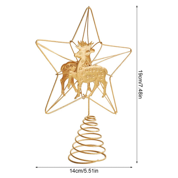 Reindeer star tree topper size about 14 x 19 cm