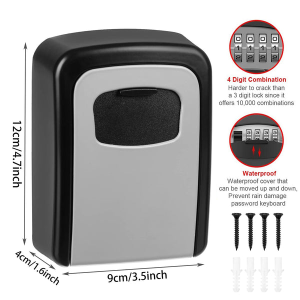 2PCS Wall Mounted Key Lock Box 4 Digit Combination Security Storage Safe