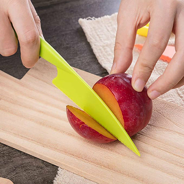 6 pcs Kids Kitchen Knife Plastic Fruit Knife Safe Knives for Bread Lettuce Salad