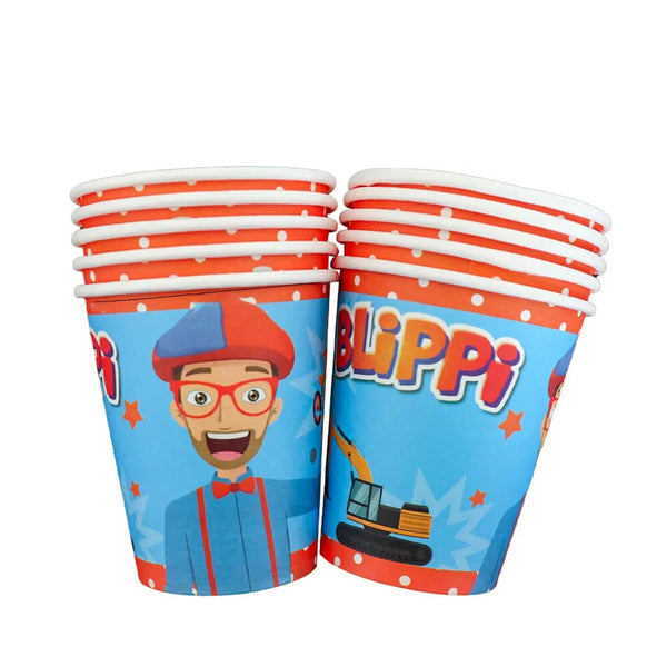 Blippi Party Supplies Tableware Kids Birthday Banner Topper Balloon Plate Bag