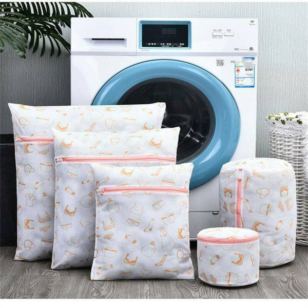 5PCS Cute Delicates Wash Bag Laundry Lingerie Bra Washing Pack Set Clothes Case