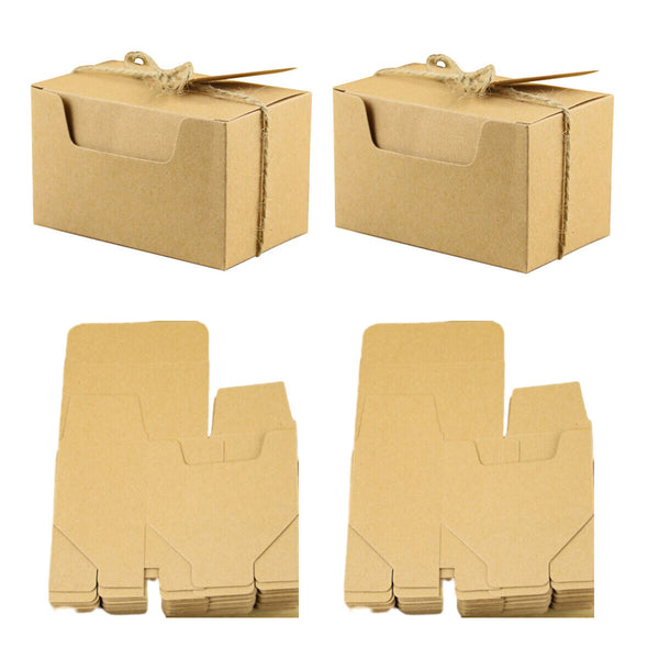 50pcs retro rectangular kraft paper wedding candy boxes gift packaging box AU