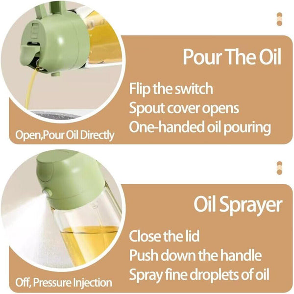 2PCS 2 In 1 Oil Sprayer Dispenser Cooking Baking BBQ Spray Bottle Kitchen Tool