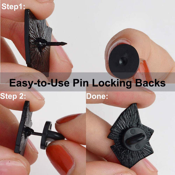 100PCS Black PVC Rubber Pin Backs Lapel Backing ButterflyTie Tack Holder Clasp