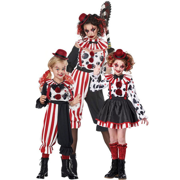 Creepy clown costume for adults and kids