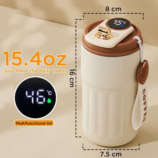 Smart Stainless Steel Mug Vacuum Thermos Tumbler Cup Leak-proof LED Display 15oz