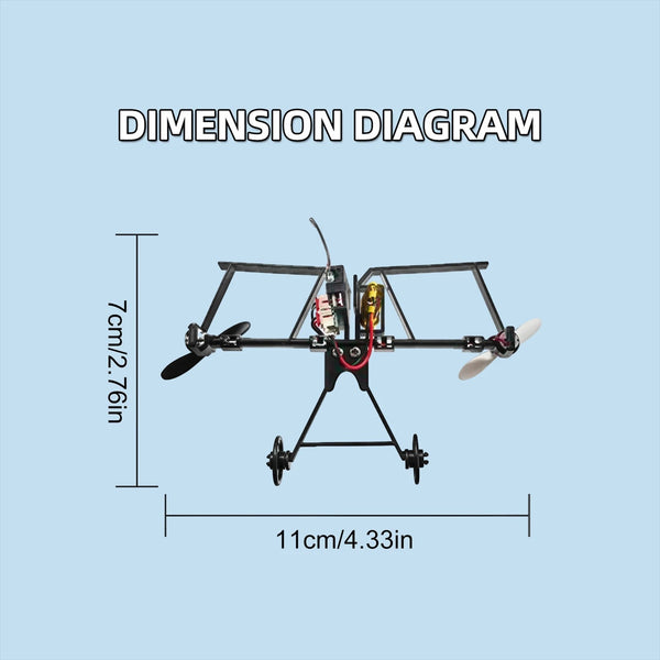 RC paper airplane power unit dimension diagram - 7cm x 11cm frame - Lets Party