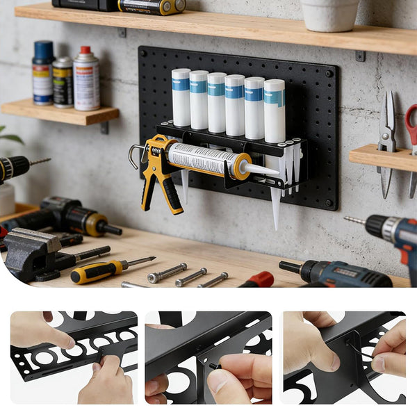 Caulking Gun Storage Rack 6 Hole Wall Mount Sealant Tube Holder Organiser