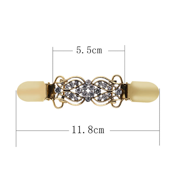 Cardigan Sweater Crystal Clips Pin Brooch Shawl Shirt Collar Buckles Scarf Clasp