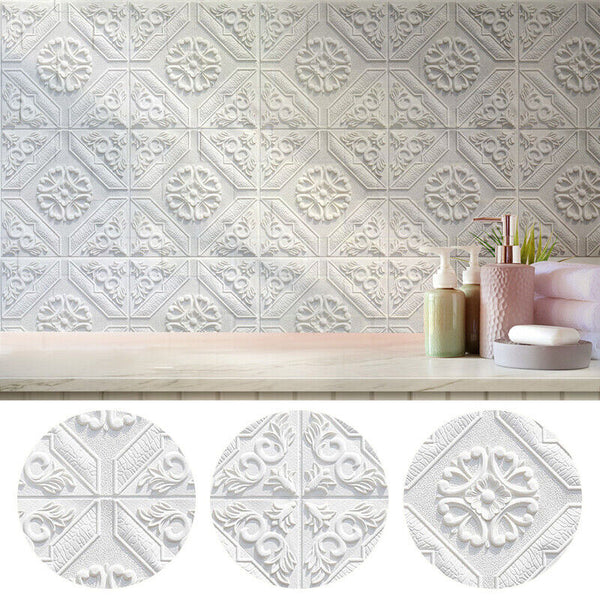 4x DIY Tile Brick Wall Sticker Self-Adhesive Waterproof Foam Panel Home Decor