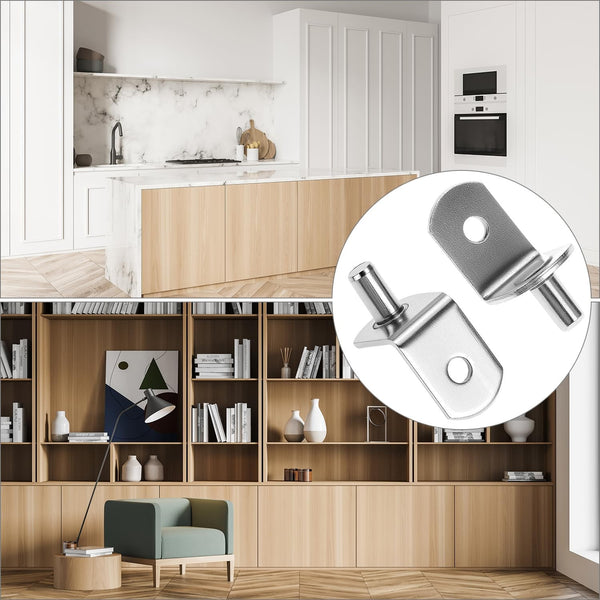 100 Pack 5mm Shelf Pegs L Shaped Shelf Support Pins – Nickel Plated Metal Shelf Studs for Cabinets and Shelves