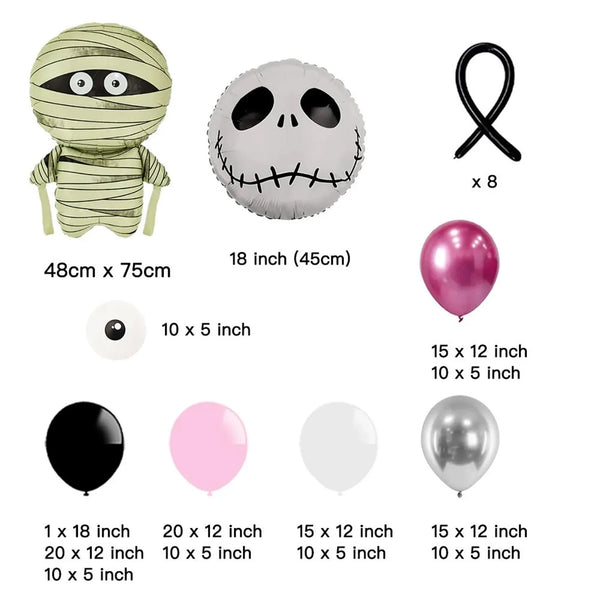 Pink and chrome rose Halloween balloon arch kit with DIY spider build