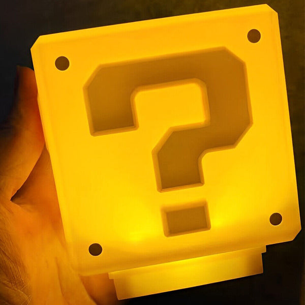 Super Mario Question Block LED Night Light with Sound USB Rechargeable Lamp