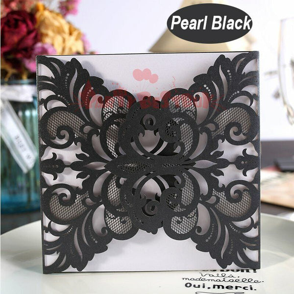 10pcs Laser Cut Wedding Invitations Pearl Card Pocket Envelope Invites 25 Style