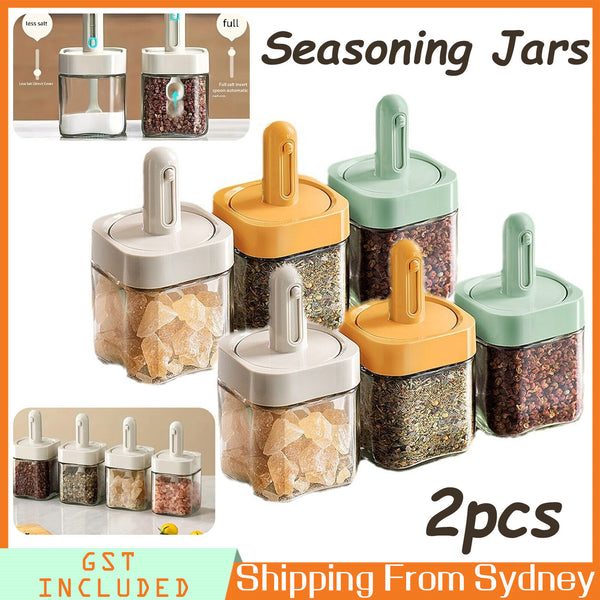 2pcs Square Seasoning Pot, Kitchen Spice Jar, Seasoning Containers for Salt