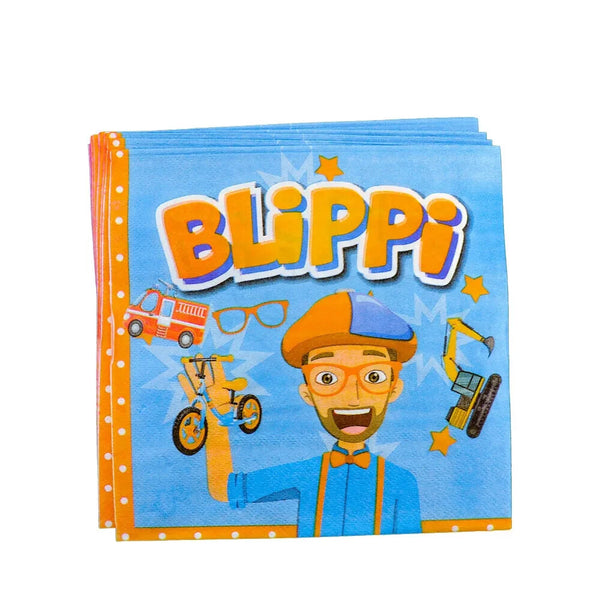 Blippi Party Supplies Tableware Kids Birthday Banner Topper Balloon Plate Bag