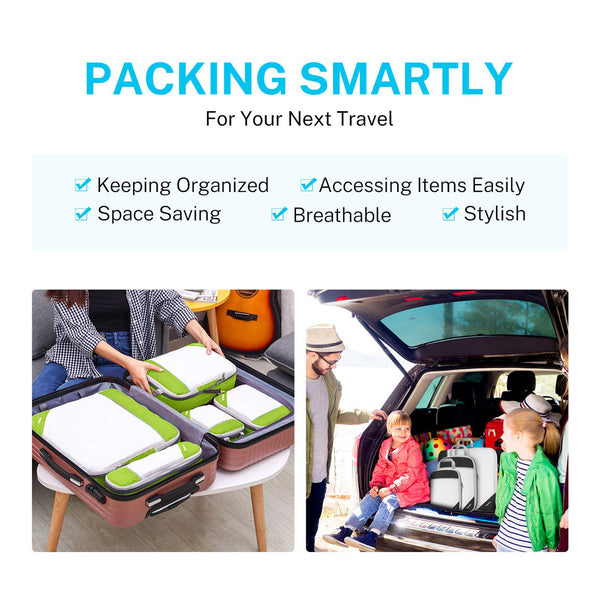 6Pcs Compression Packing Cubes Expandable Storage Travel Luggage Bags Organizer