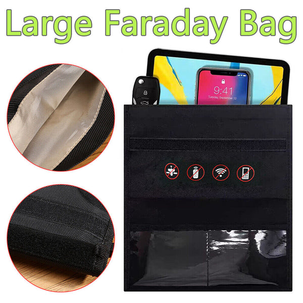Large Faraday Bag RFID Signal Blocking Shielding Pouch Cell Wallet Phone Blocker