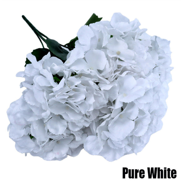 2PCS 6 Heads Hydrangea Flower Artificial Silk Flowers Stem Bouquet Wedding Party