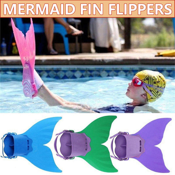 Kids Mermaid Tail Fin Adjustable Monofin Swimming Flipper Diving Swimmable Tool