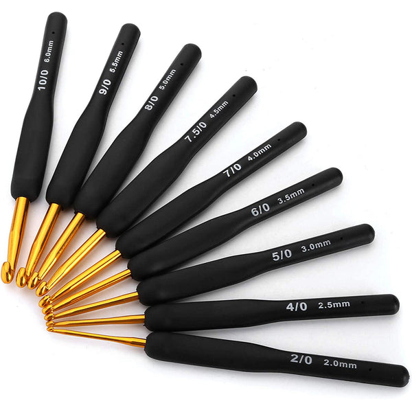9x Soft Sewing Handle Aluminum Crochet Hook Knitting Needles Yarn 2-6mm Set AU