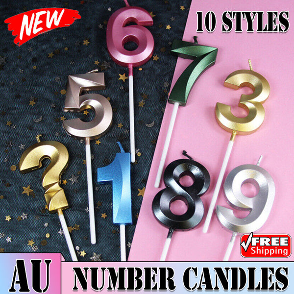 Gold Number Birthday Candle Cake Topper Party Decoration 0-9
