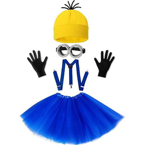 Minions Cosplay Costume Adults Kids Fancy Dress Beanie Glove Glasses Halloween